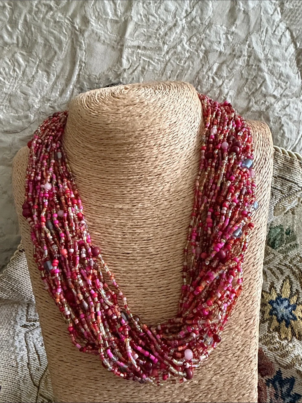 Talbots 30 strands of beautiful beads hot pink orange lavender seed beads